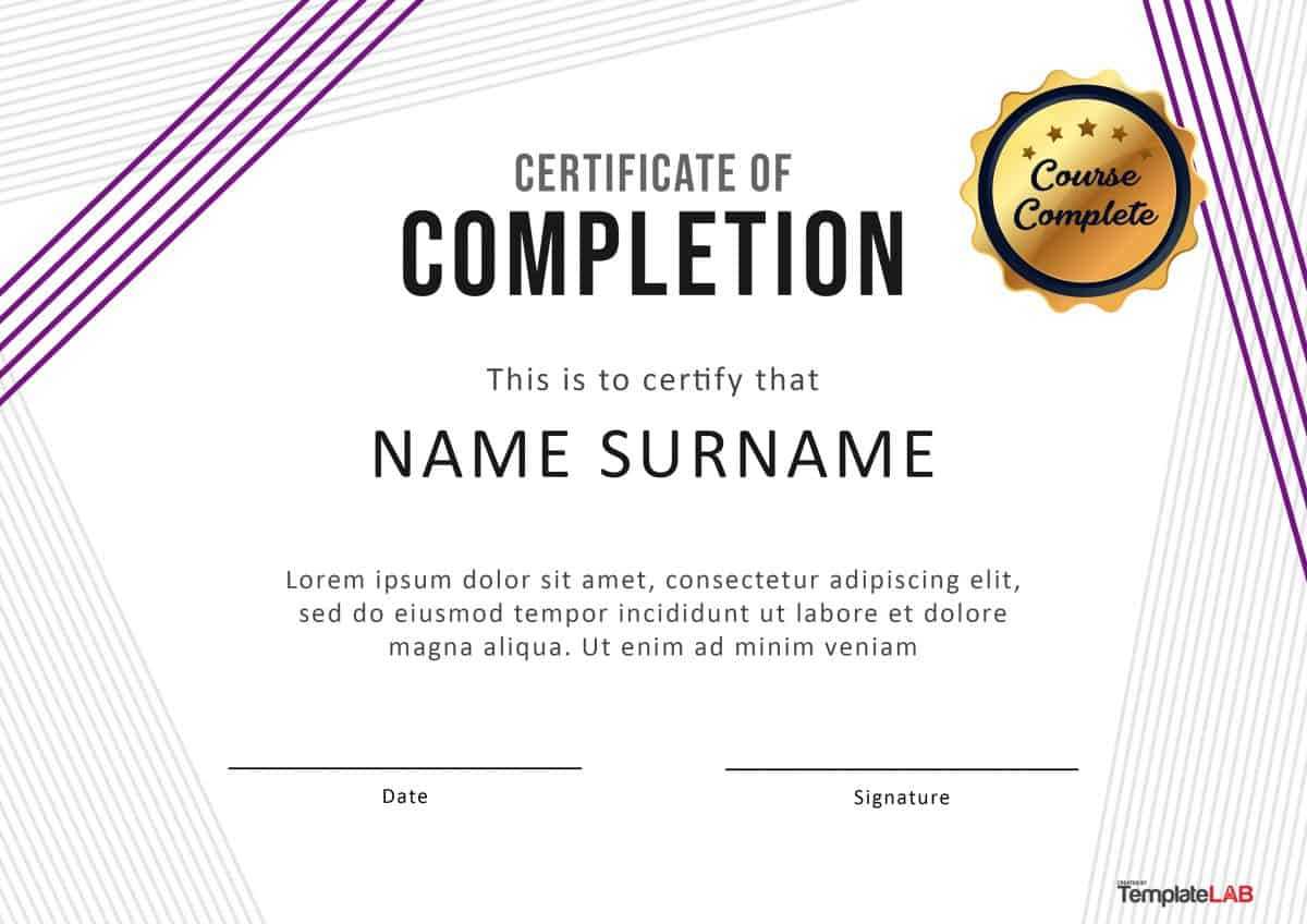 40 Fantastic Certificate Of Completion Templates [Word Regarding Free Training Completion Certificate Templates