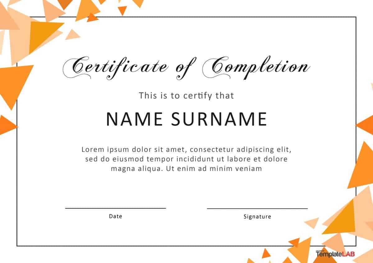 40 Fantastic Certificate Of Completion Templates [Word With Certificate Of Completion Free Template Word