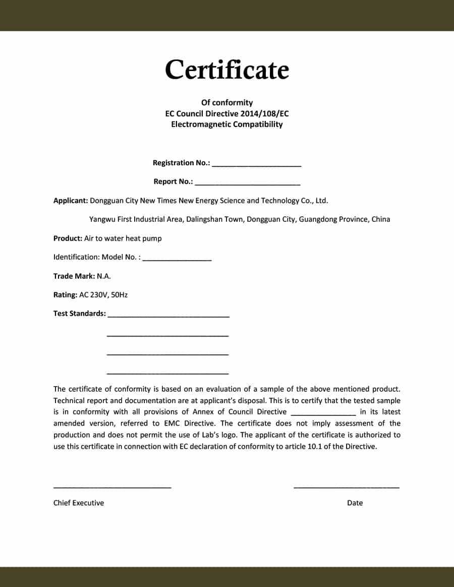 40 Free Certificate Of Conformance Templates & Forms ᐅ Regarding Certificate Of Conformity Template