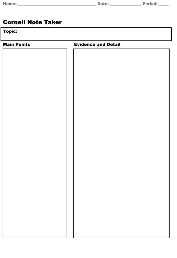 40 Free Cornell Note Templates (With Cornell Note Taking Within Cornell Note Template Word