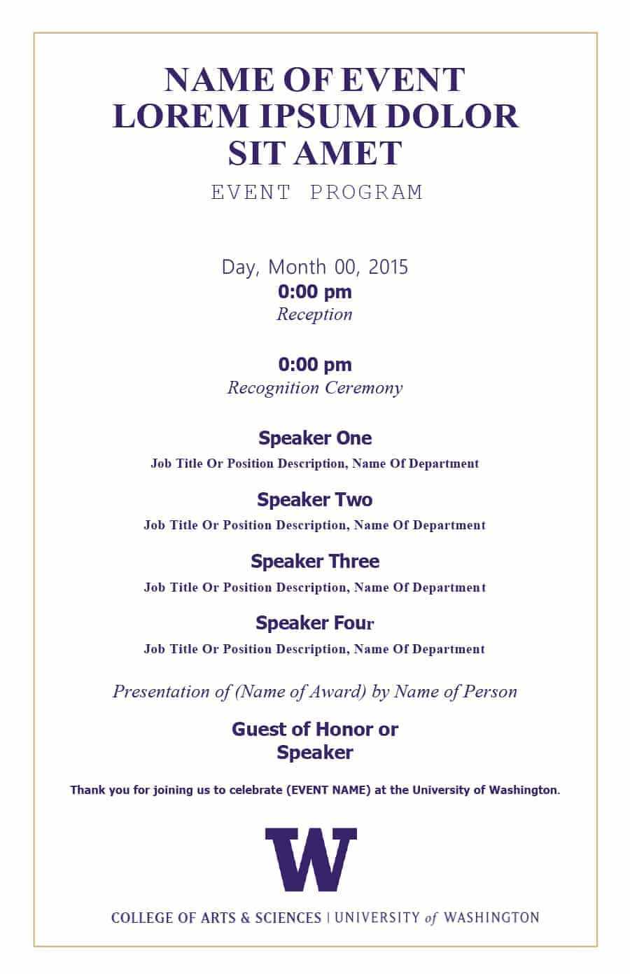 40+ Free Event Program Templates / Designs – Template Archive In Free Event Program Templates Word