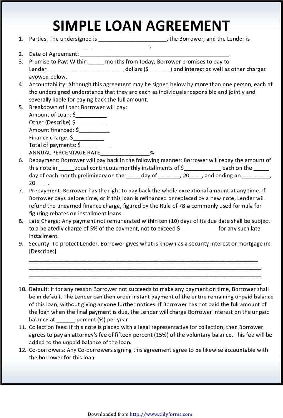 40+ Free Loan Agreement Templates [Word & Pdf] ᐅ Template Lab Pertaining To Blank Loan Agreement Template