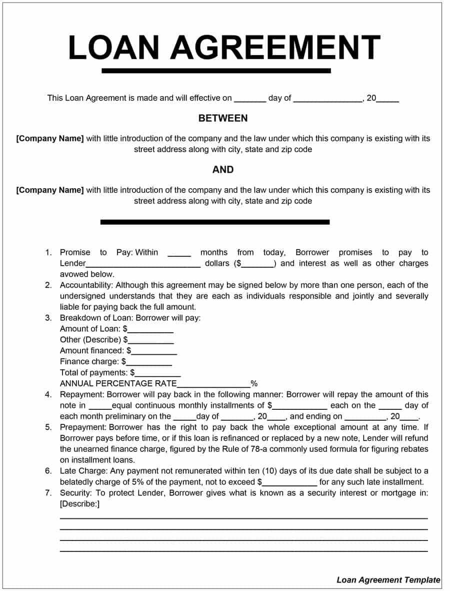 40+ Free Loan Agreement Templates [Word & Pdf] ᐅ Template Lab With Blank Loan Agreement Template