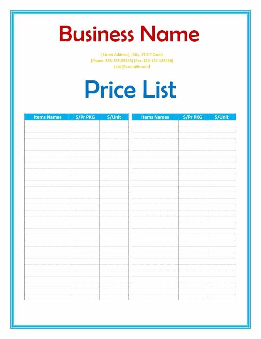 40 Free Price List Templates (Price Sheet Templates) ᐅ For Rate Card Template Word