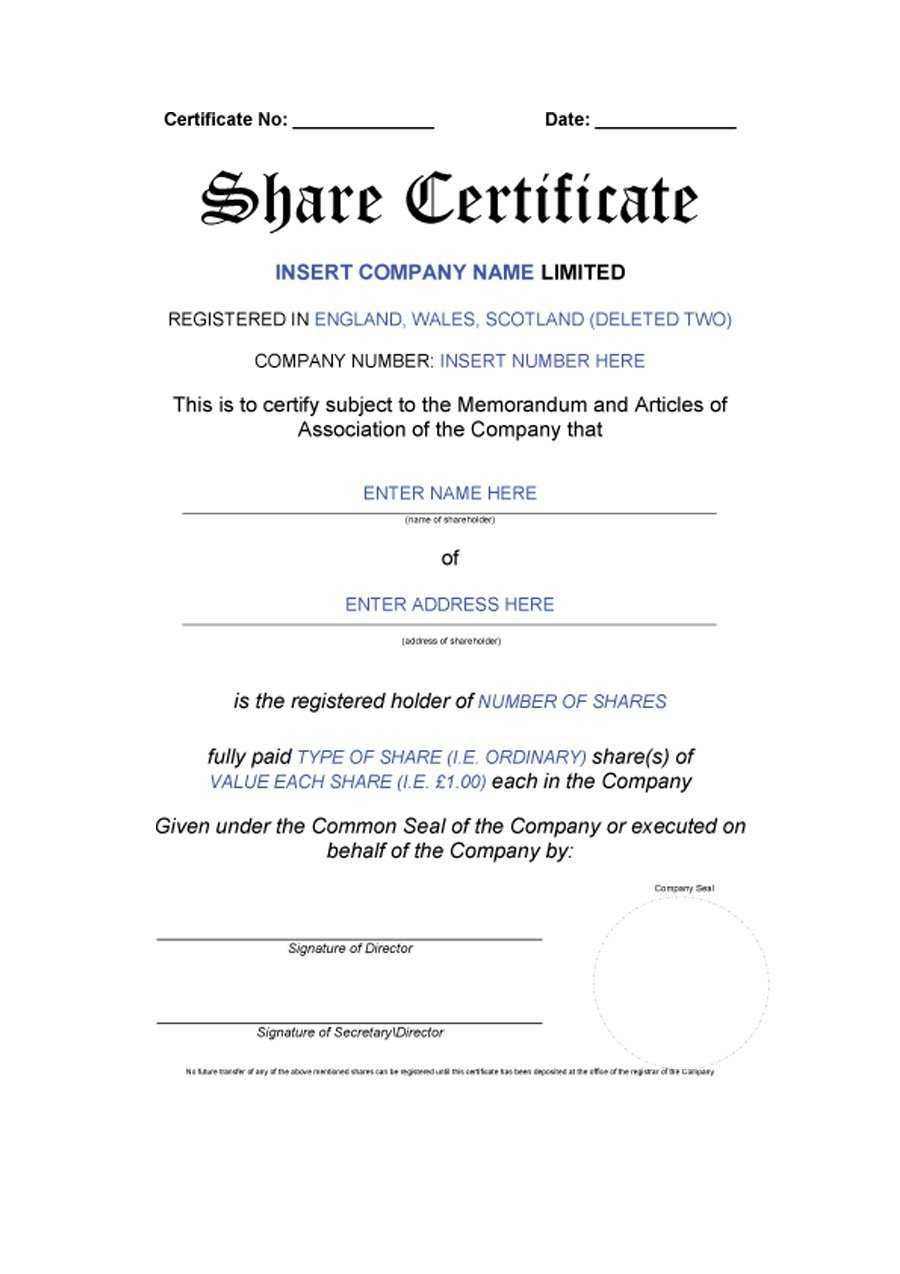 40+ Free Stock Certificate Templates (Word, Pdf) ᐅ Template Lab Inside Share Certificate Template Pdf