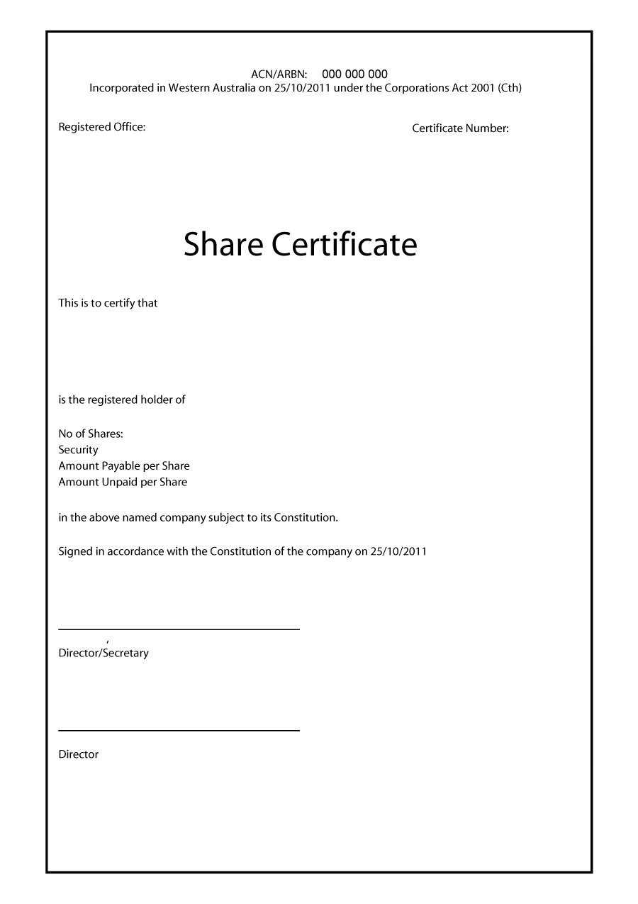 40+ Free Stock Certificate Templates (Word, Pdf) ᐅ Template Lab Intended For Corporate Share Certificate Template