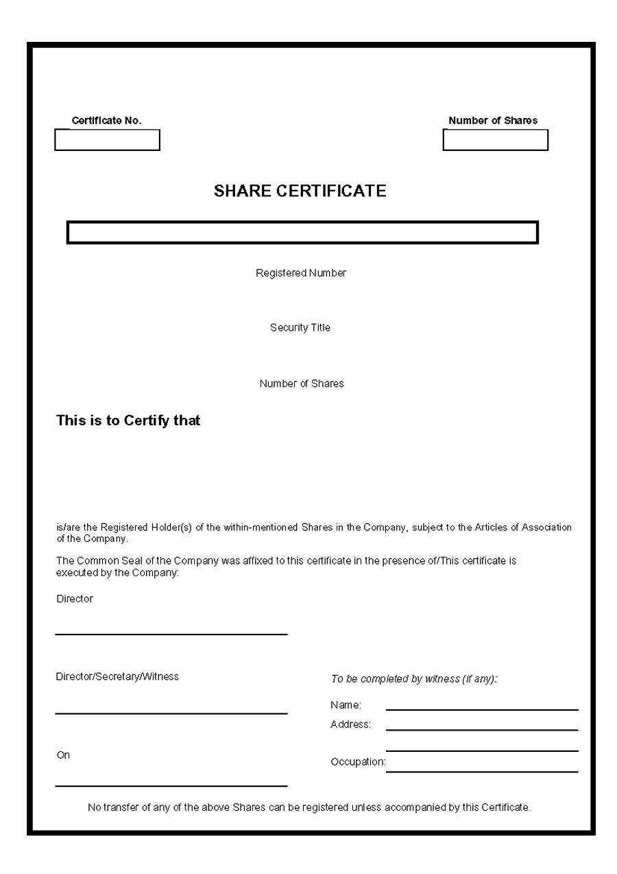 40+ Free Stock Certificate Templates (Word, Pdf) ᐅ Template Lab With Blank Share Certificate Template Free