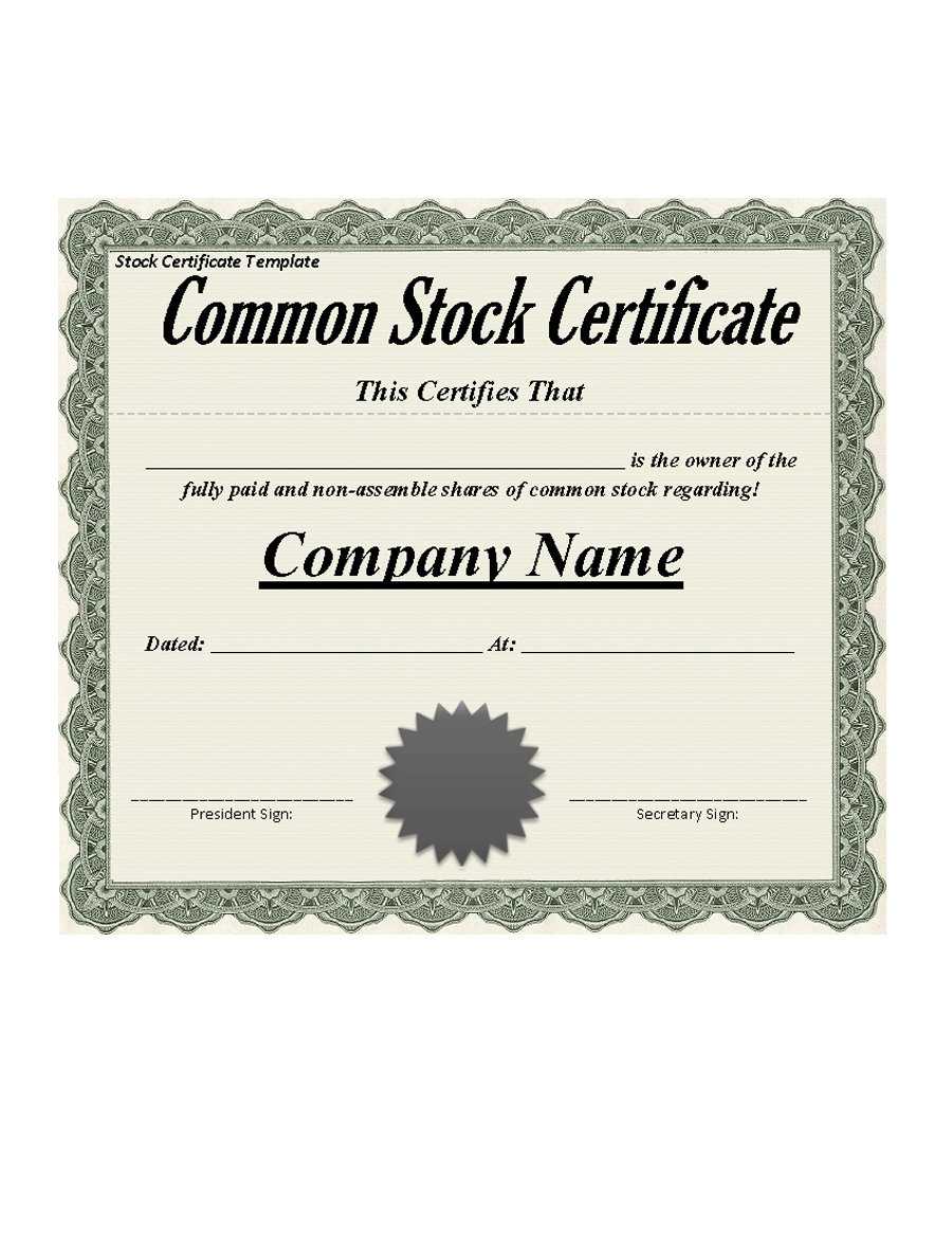 40+ Free Stock Certificate Templates (Word, Pdf) ᐅ Template Lab With This Entitles The Bearer To Template Certificate