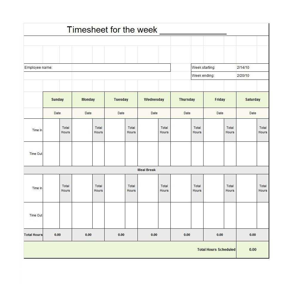 40 Free Timesheet Templates [In Excel] ᐅ Template Lab Inside Weekly Time Card Template Free