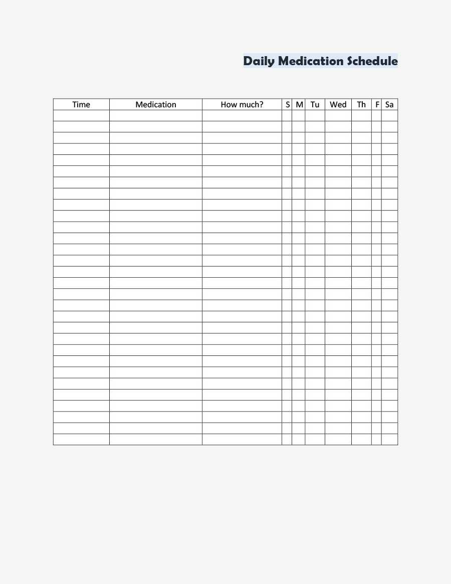40 Great Medication Schedule Templates (+Medication Calendars) With Blank Medication List Templates