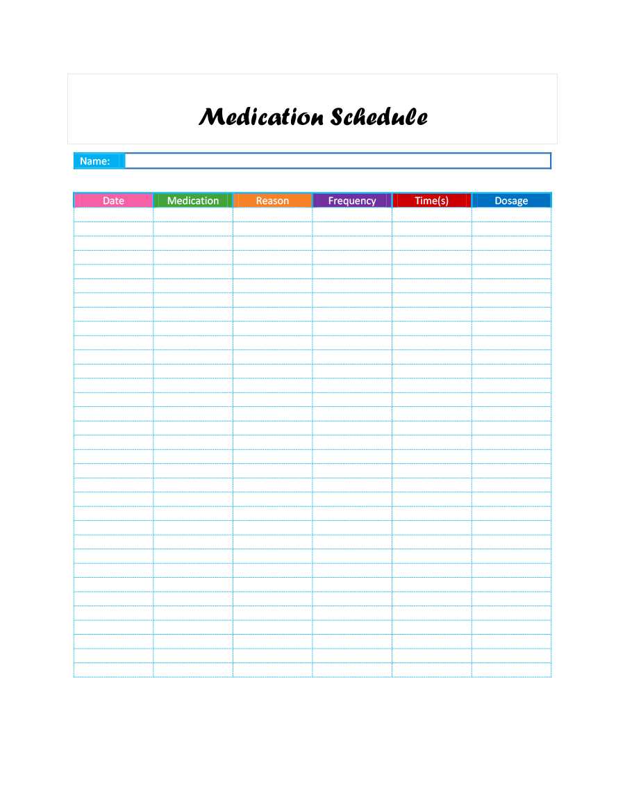 40 Great Medication Schedule Templates (+Medication Calendars) Within Blank Medication List Templates