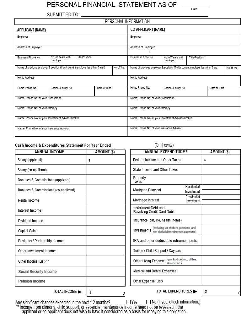 40+ Personal Financial Statement Templates & Forms ᐅ Throughout Blank Personal Financial Statement Template