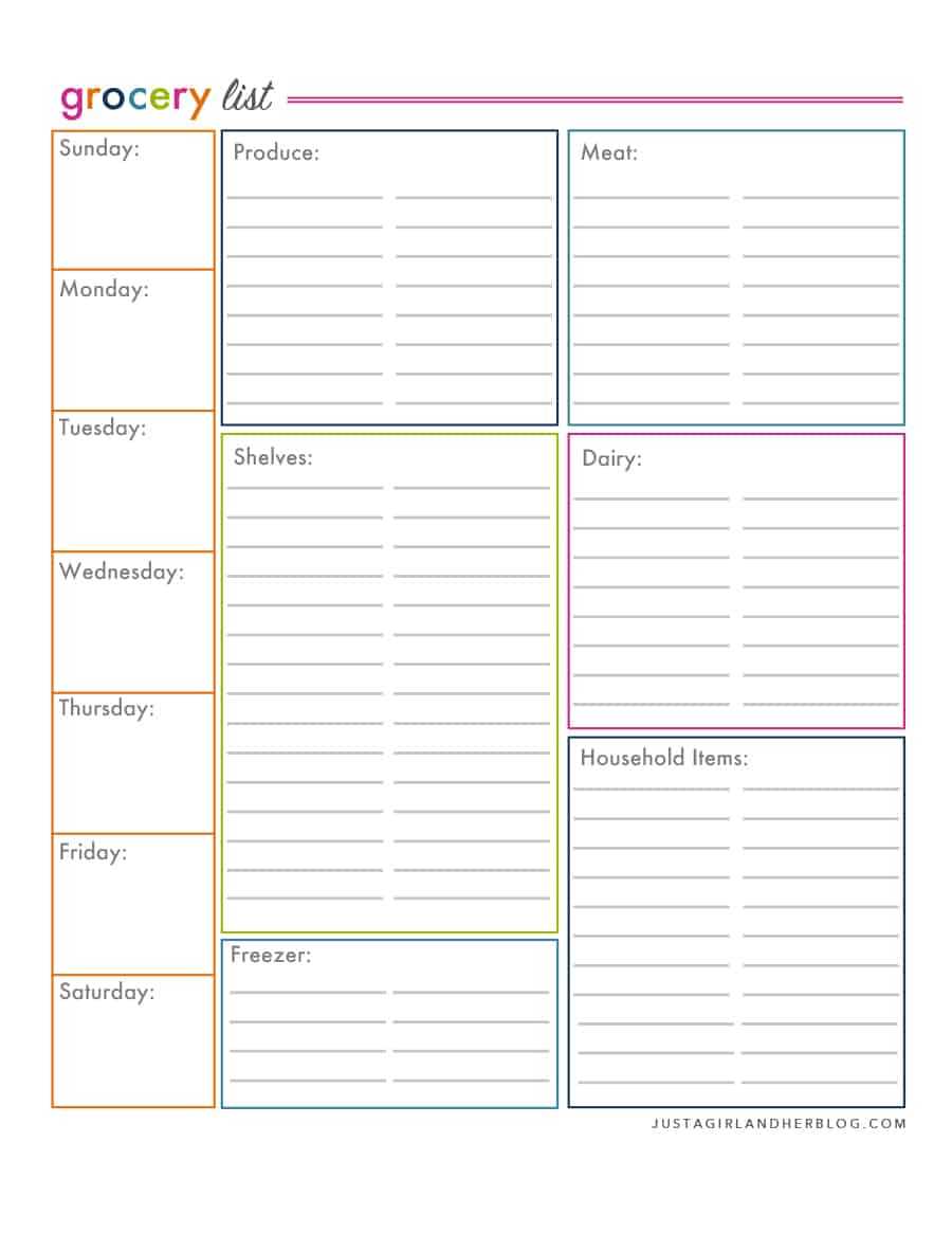 40+ Printable Grocery List Templates (Shopping List) ᐅ For Blank Grocery Shopping List Template