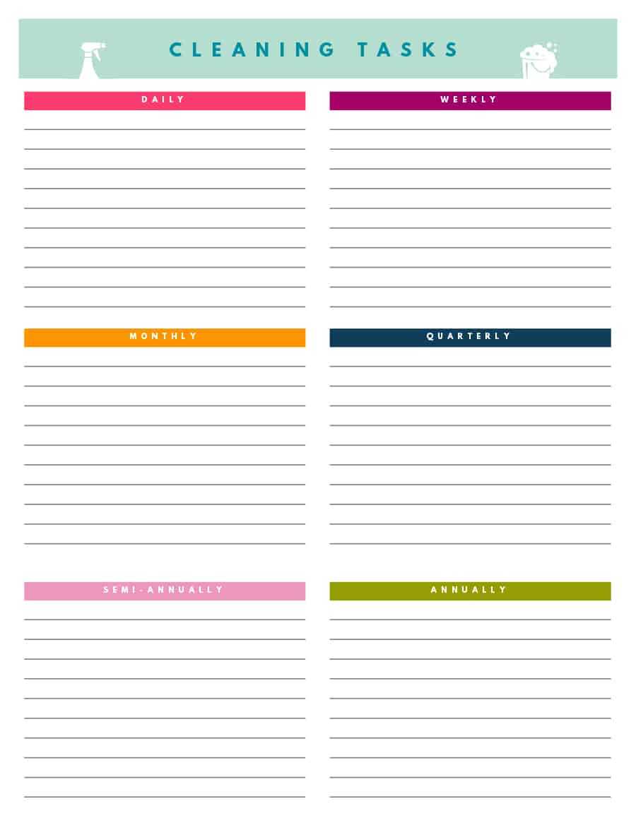 40 Printable House Cleaning Checklist Templates ᐅ Template Lab For Blank Cleaning Schedule Template