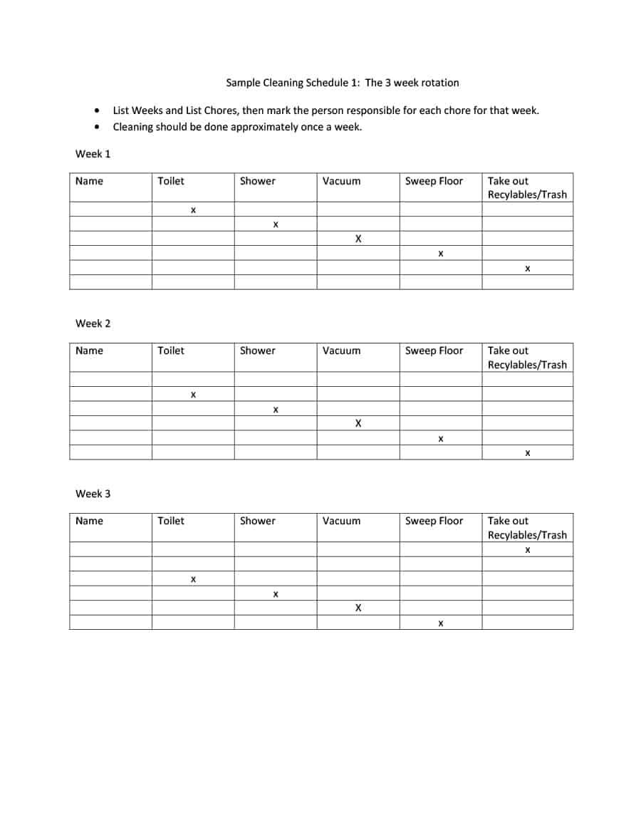 40 Printable House Cleaning Checklist Templates ᐅ Template Lab Intended For Blank Cleaning Schedule Template