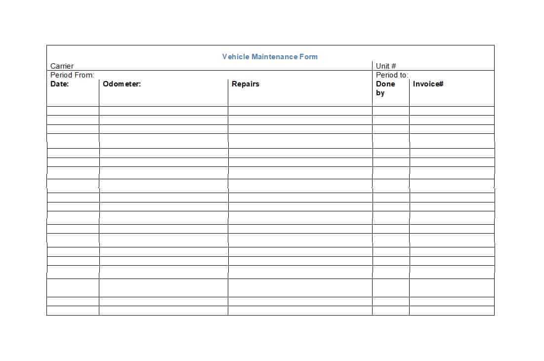 40 Printable Vehicle Maintenance Log Templates ᐅ Template Lab With Fleet Report Template