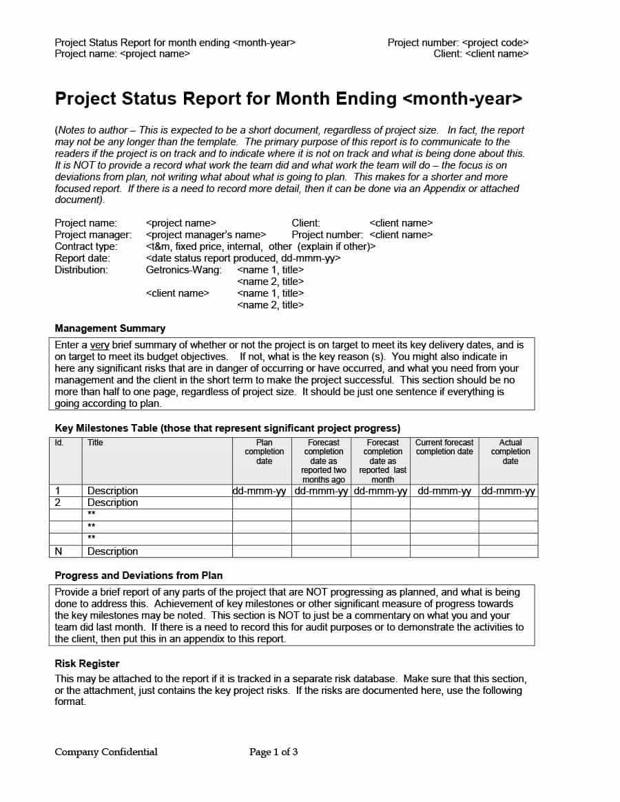 40+ Project Status Report Templates [Word, Excel, Ppt] ᐅ For One Page Project Status Report Template