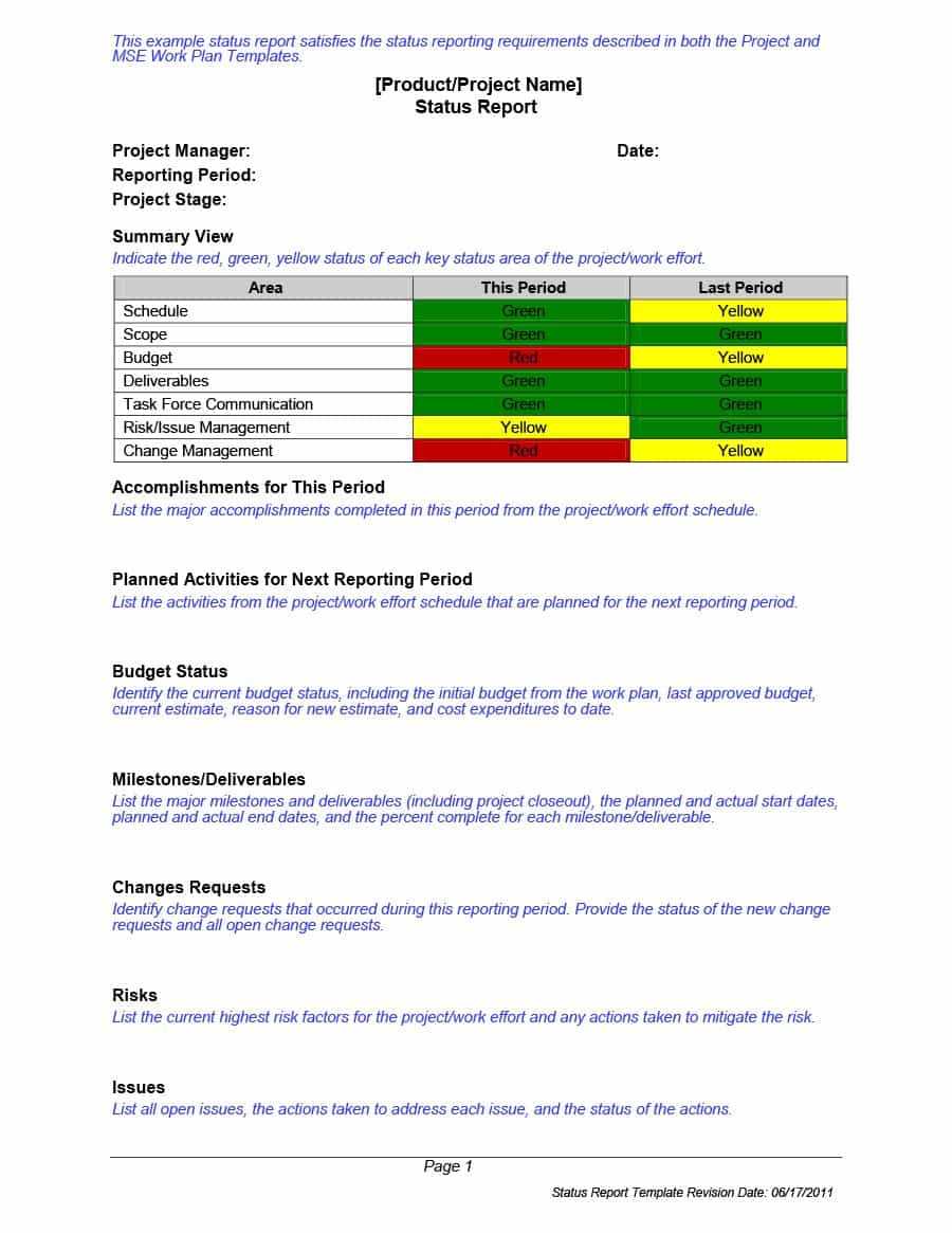 40+ Project Status Report Templates [Word, Excel, Ppt] ᐅ With Regard To Stoplight Report Template