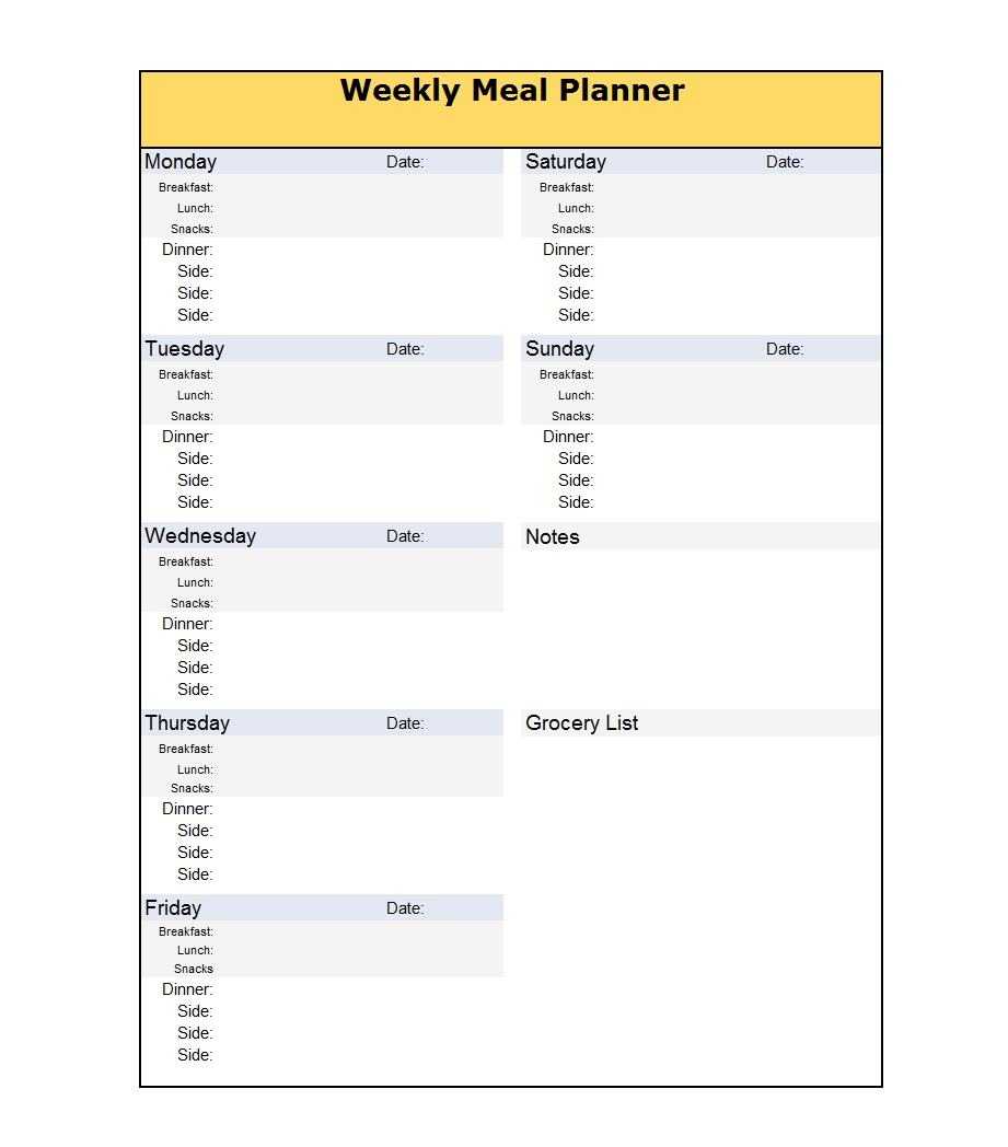 40+ Weekly Meal Planning Templates ᐅ Template Lab With Regard To Meal Plan Template Word