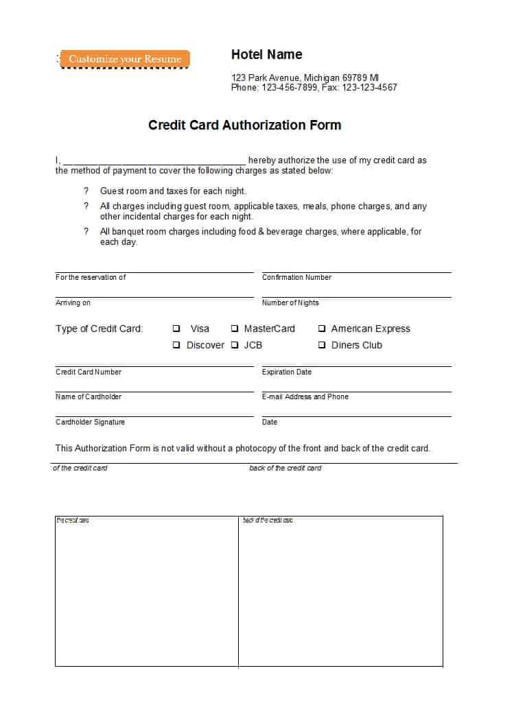 41 Credit Card Authorization Forms Templates {Ready To Use} Within Credit Card Authorisation Form Template Australia