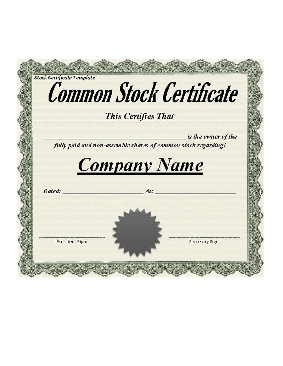 41 Free Stock Certificate Templates (Word, Pdf) – Free With Regard To Template For Share Certificate