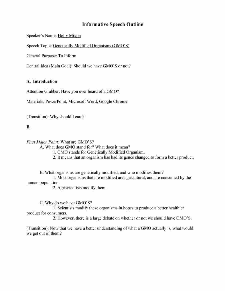 43 Informative Speech Outline Templates & Examples In Speech Outline Template Word