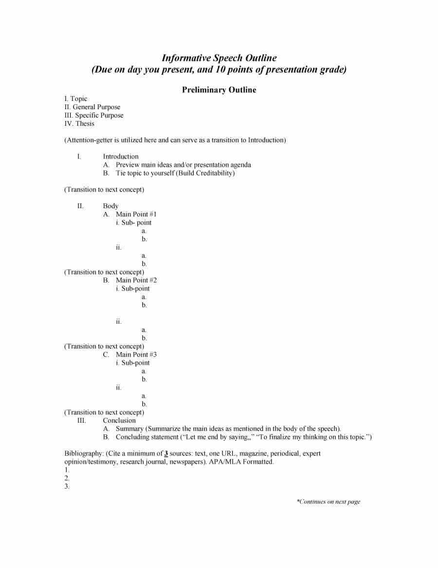 43 Informative Speech Outline Templates & Examples Regarding Speech Outline Template Word