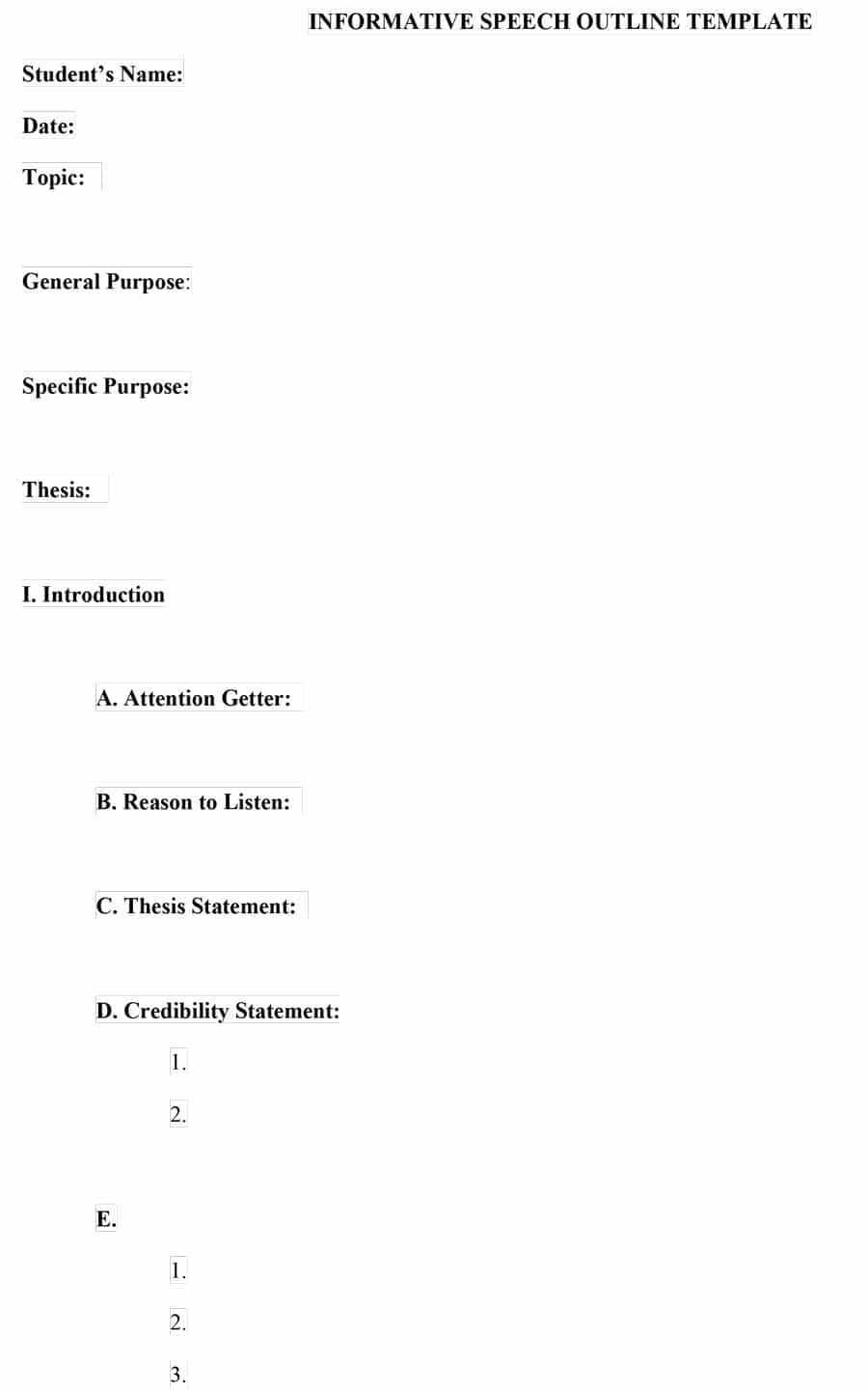 43 Informative Speech Outline Templates & Examples Within Speech Outline Template Word