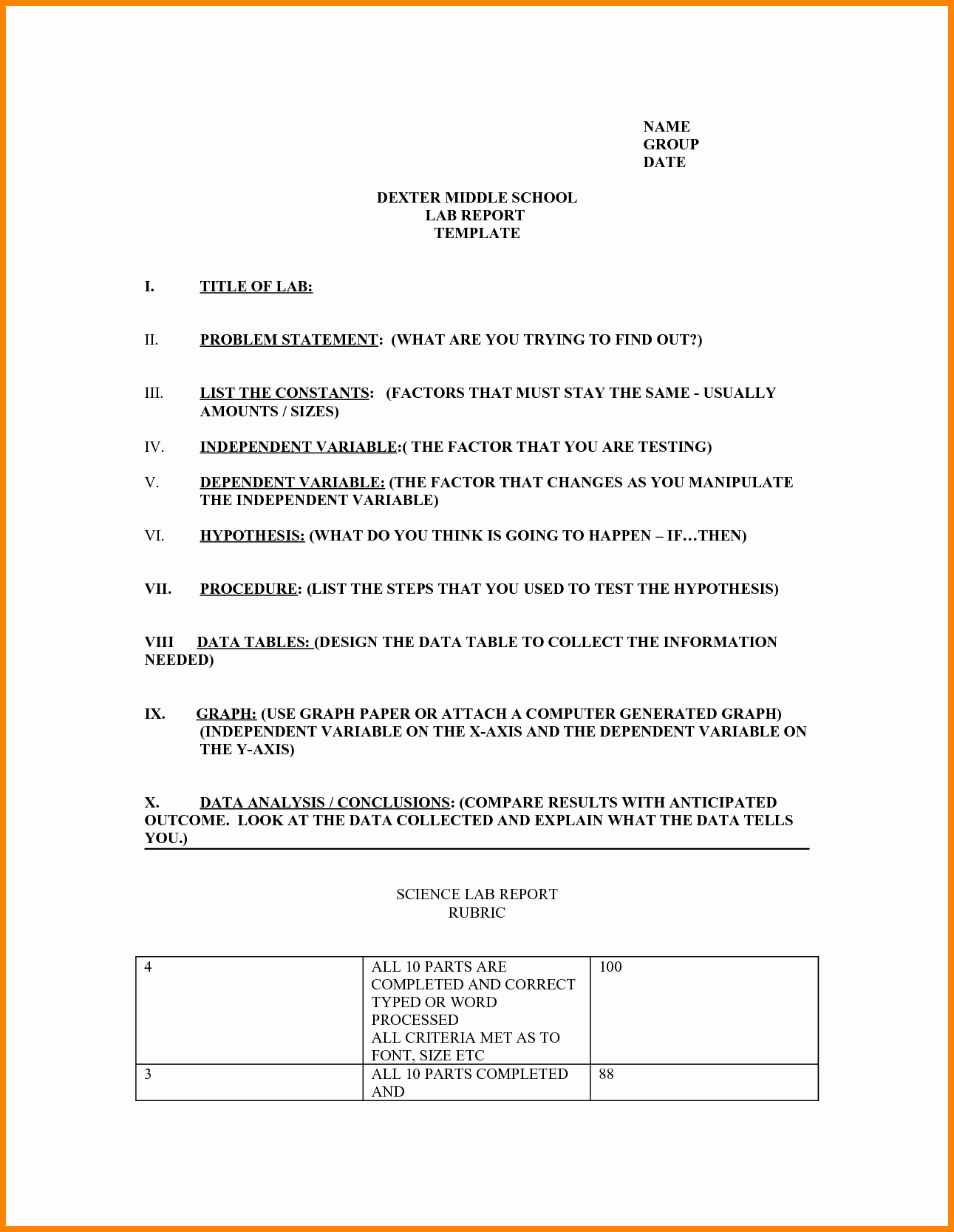 44 Lab Report Template Middle School | Culturatti Throughout Lab Report Template Middle School