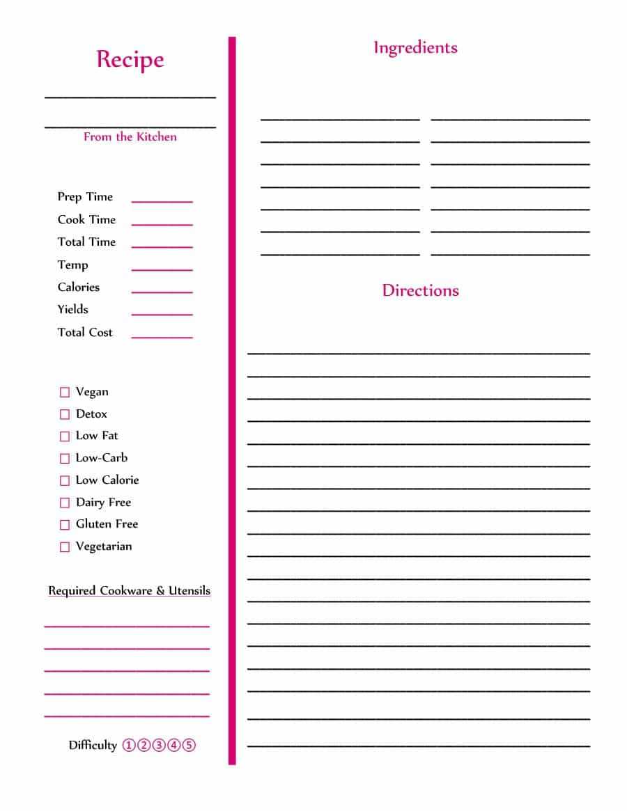 44 Perfect Cookbook Templates [+Recipe Book & Recipe Cards] Inside Full Page Recipe Template For Word