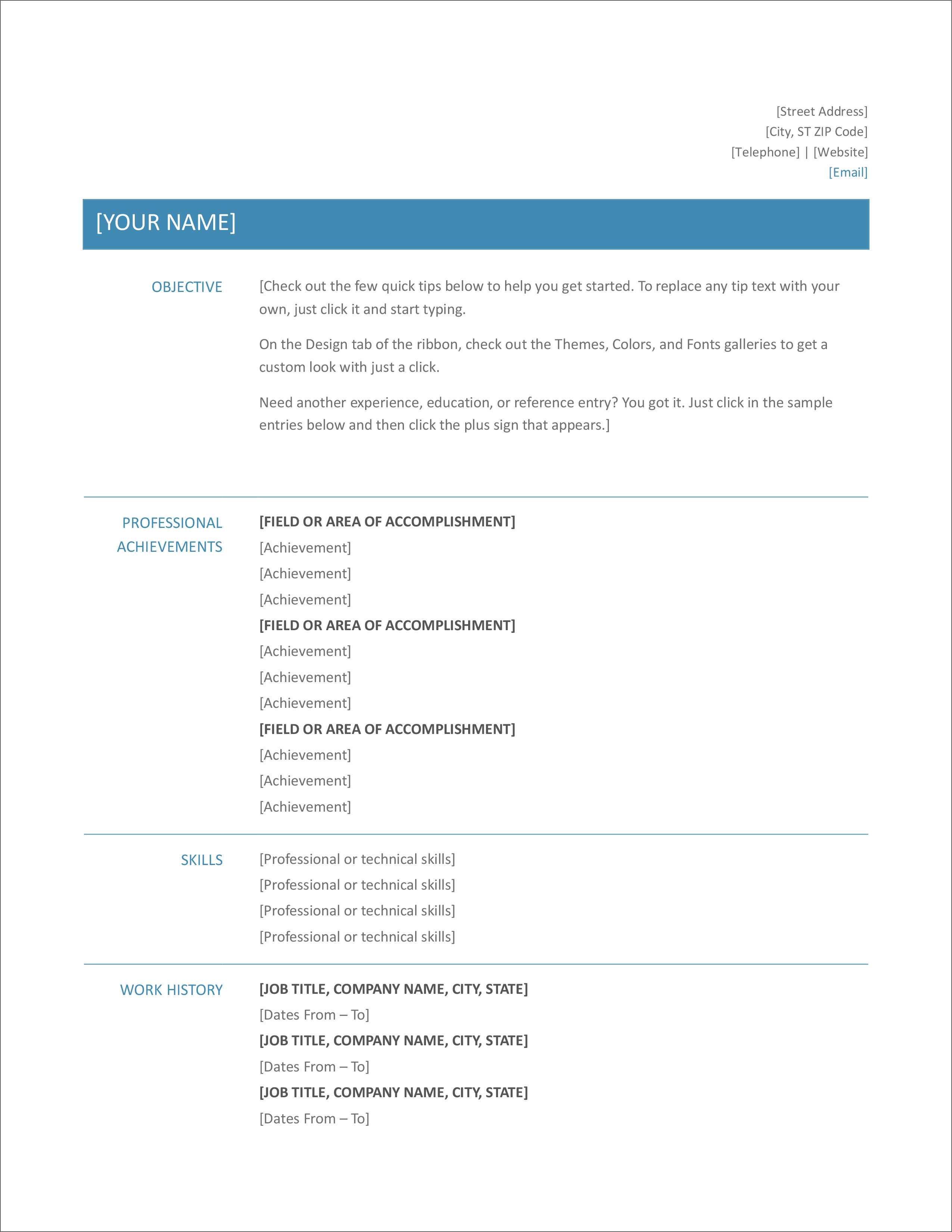 45 Free Modern Resume / Cv Templates – Minimalist, Simple Intended For Microsoft Word Resumes Templates