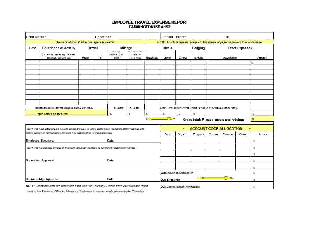 46 Travel Expense Report Forms & Templates – Template Archive Pertaining To Company Expense Report Template