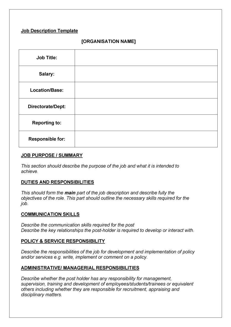 47 Job Description Templates & Examples ᐅ Template Lab Intended For Job Descriptions Template Word