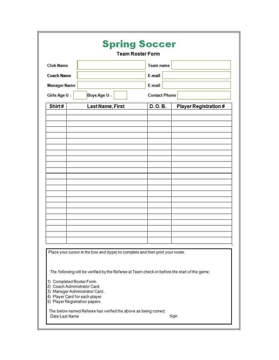 49 Printable Soccer Roster Templates (Soccer Lineup Sheets) ᐅ In Soccer Referee Game Card Template