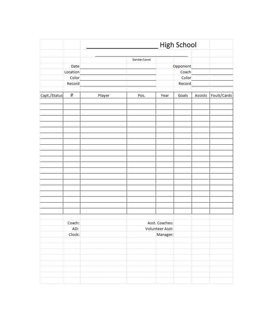 49 Printable Soccer Roster Templates (Soccer Lineup Sheets) ᐅ Inside Soccer Report Card Template