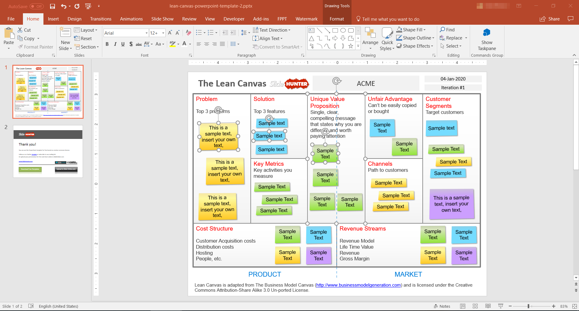 5+ Best Editable Business Canvas Templates For Powerpoint Throughout Lean Canvas Word Template
