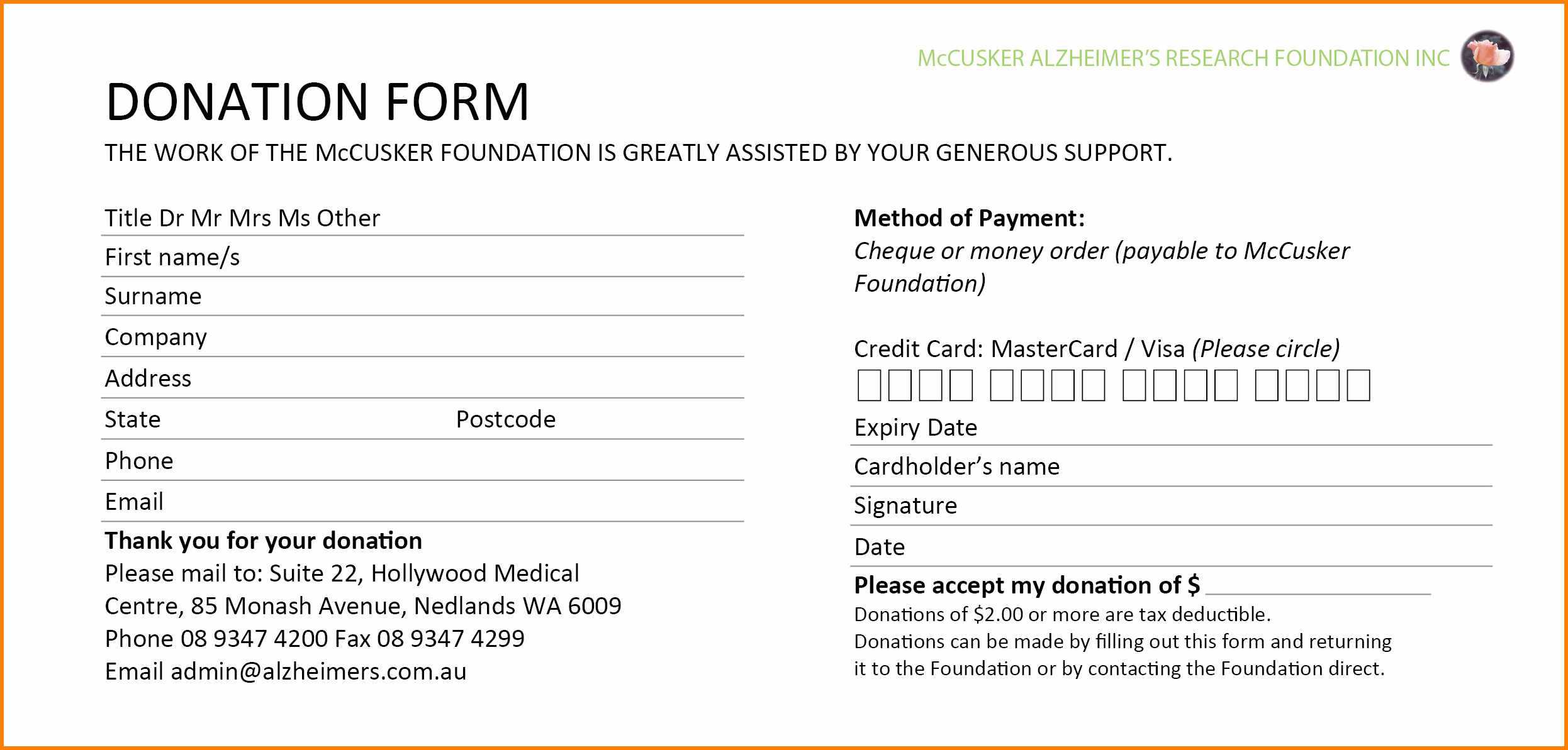 5+ Donation Forms Templates Free | Instinctual Intelligence With Donation Card Template Free