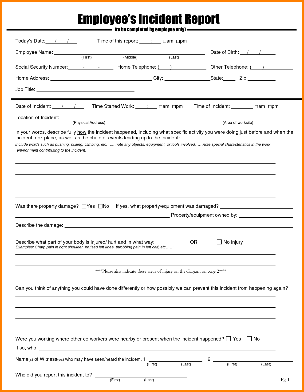 5+ Employee Incident Report Template | This Is Charlietrotter With Employee Incident Report Templates