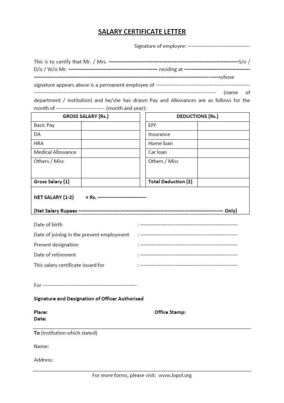 5+ Salary Certificate Templates For Employer – Pdf, Doc Intended For Certificate Of Payment Template