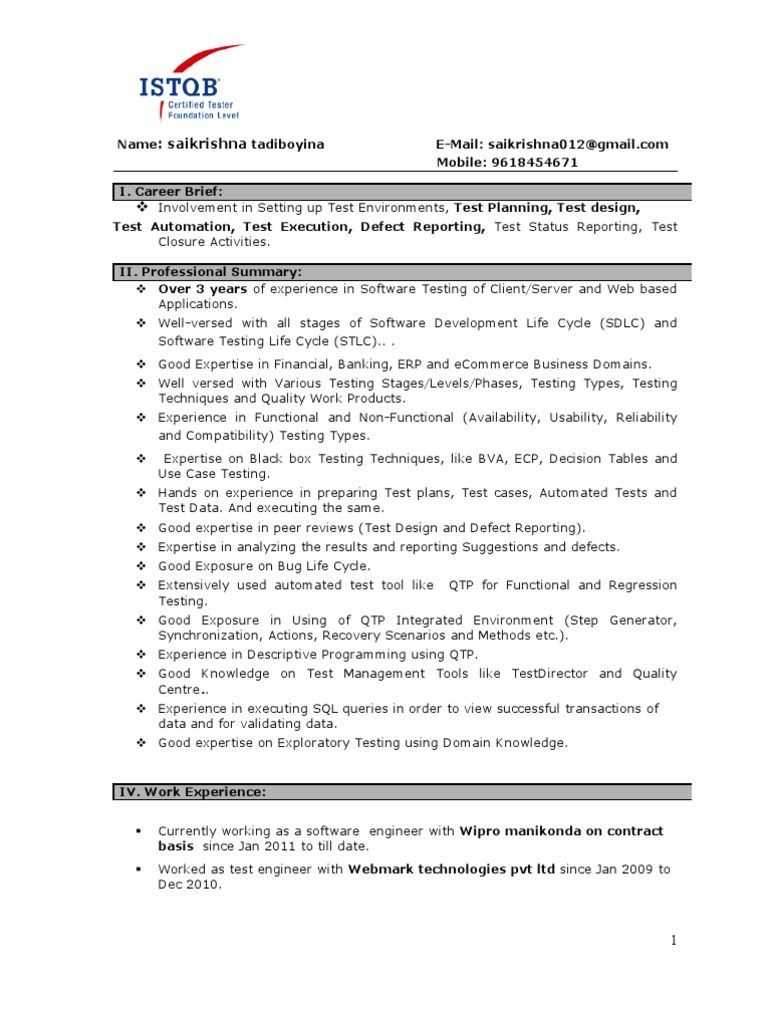 5 Years Testing Experience Resume Format | Resume Format Intended For Test Closure Report Template