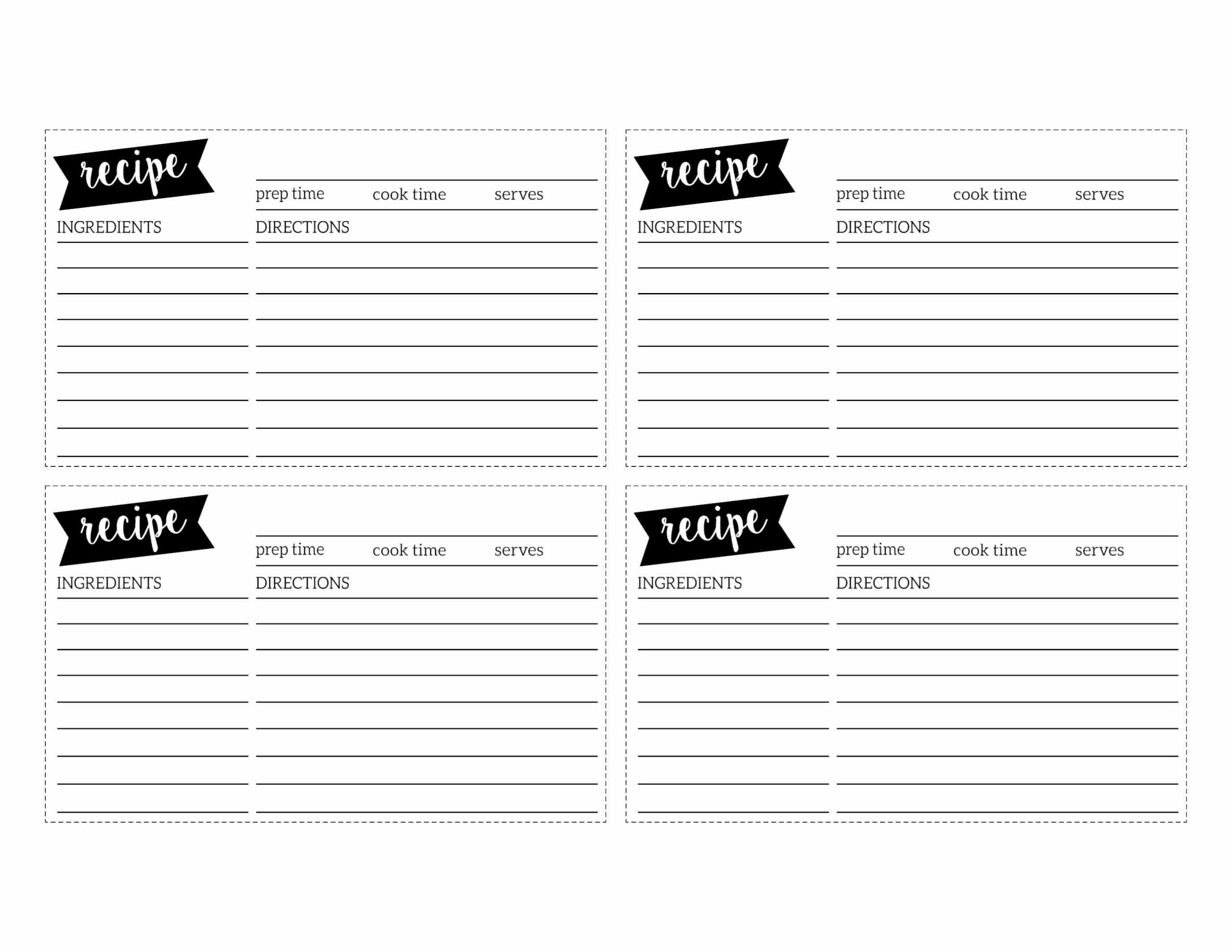 50 Fillable Recipe Card Template | Culturatti With Regard To Microsoft Word Recipe Card Template