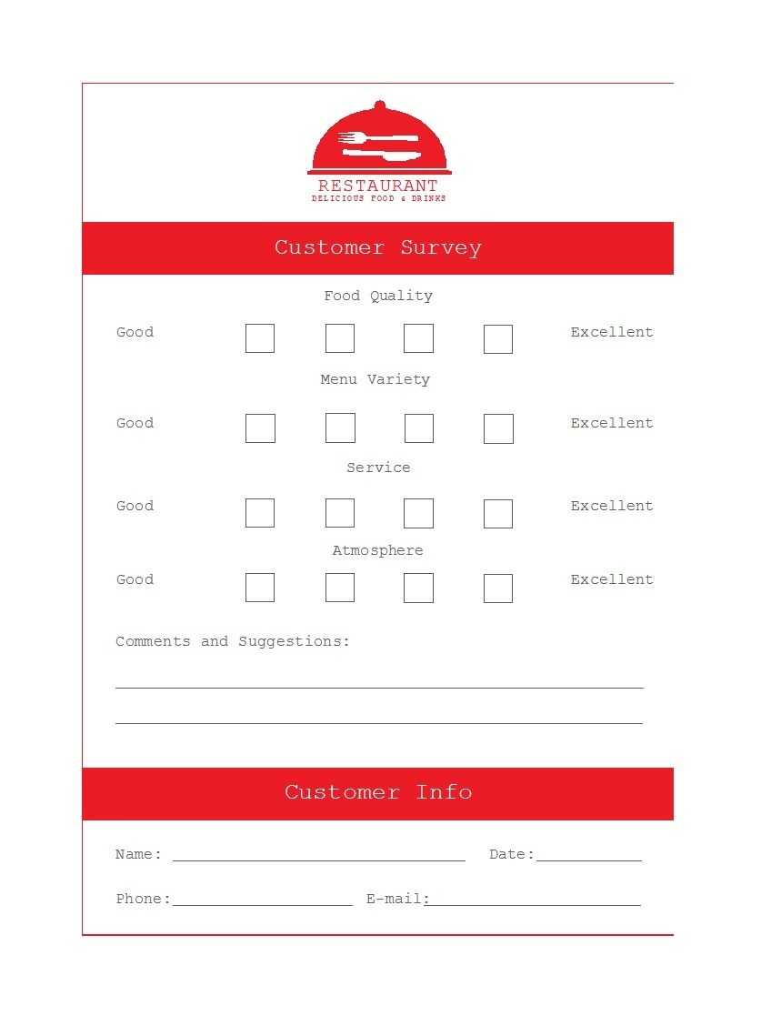 50 Printable Comment Card & Feedback Form Templates ᐅ For Restaurant Comment Card Template