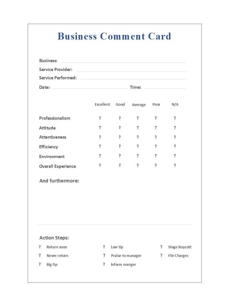 50 Printable Comment Card & Feedback Form Templates ᐅ For Student Feedback Form Template Word