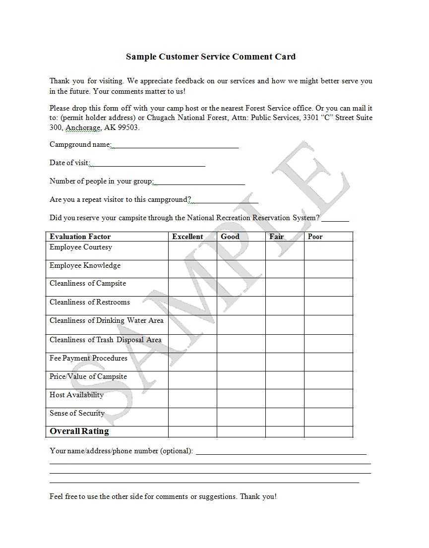 50 Printable Comment Card & Feedback Form Templates ᐅ Inside Comment Cards Template