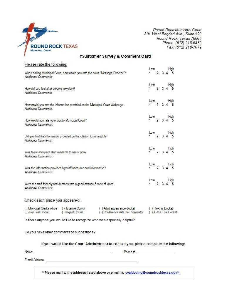 50 Printable Comment Card & Feedback Form Templates ᐅ Inside Comment Cards Template