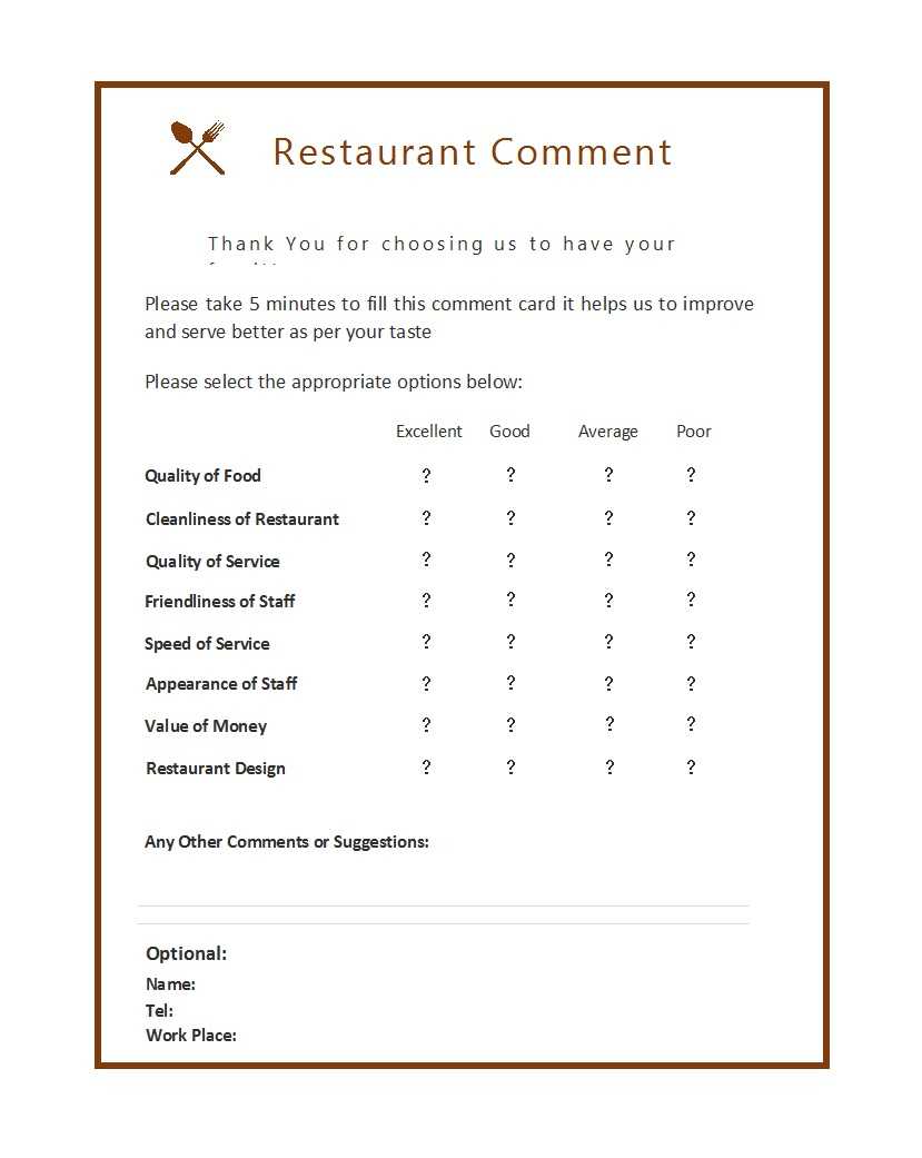 50 Printable Comment Card & Feedback Form Templates ᐅ Intended For Comment Cards Template