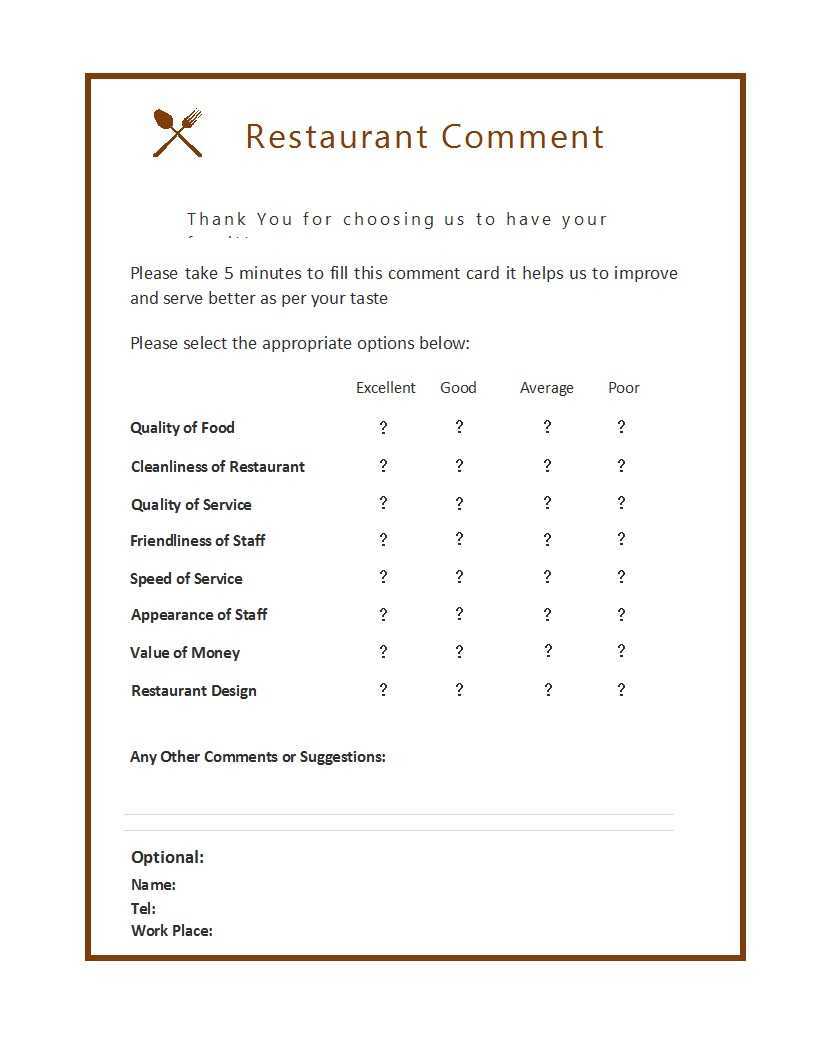 50 Printable Comment Card & Feedback Form Templates ᐅ Intended For Comment Cards Template