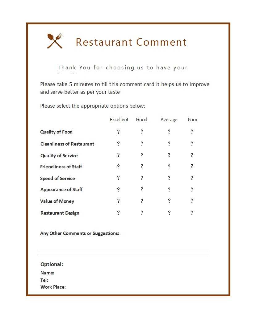 50 Printable Comment Card & Feedback Form Templates ᐅ Intended For Survey Card Template