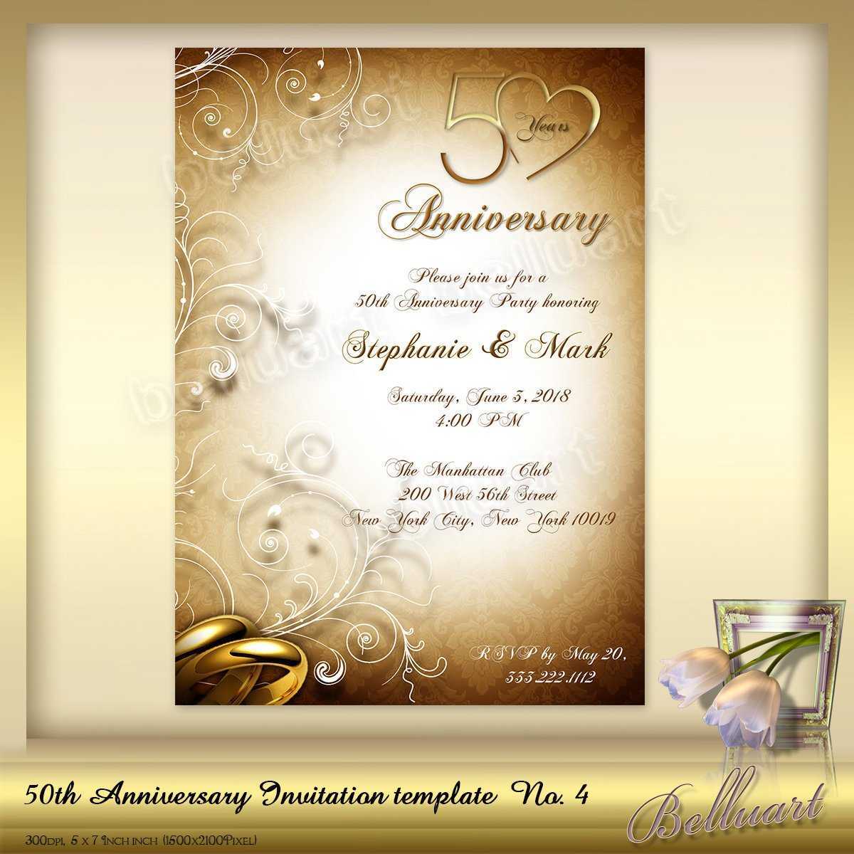 50Th Wedding Anniversary Invitations Templates Invitation With Regard To Word Anniversary Card Template