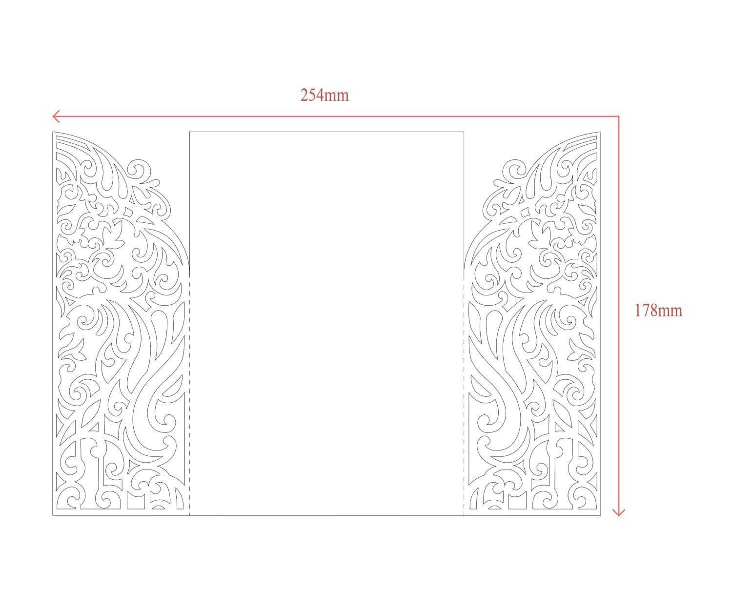 5X7'' Gate Fold Door Wedding Invitation Card Template | Etsy For Wedding Card Size Template